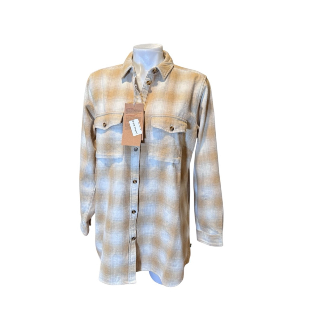 Women's Fjallraven Övik Twill Shirt Size L Chalk White-Dune Beige h18